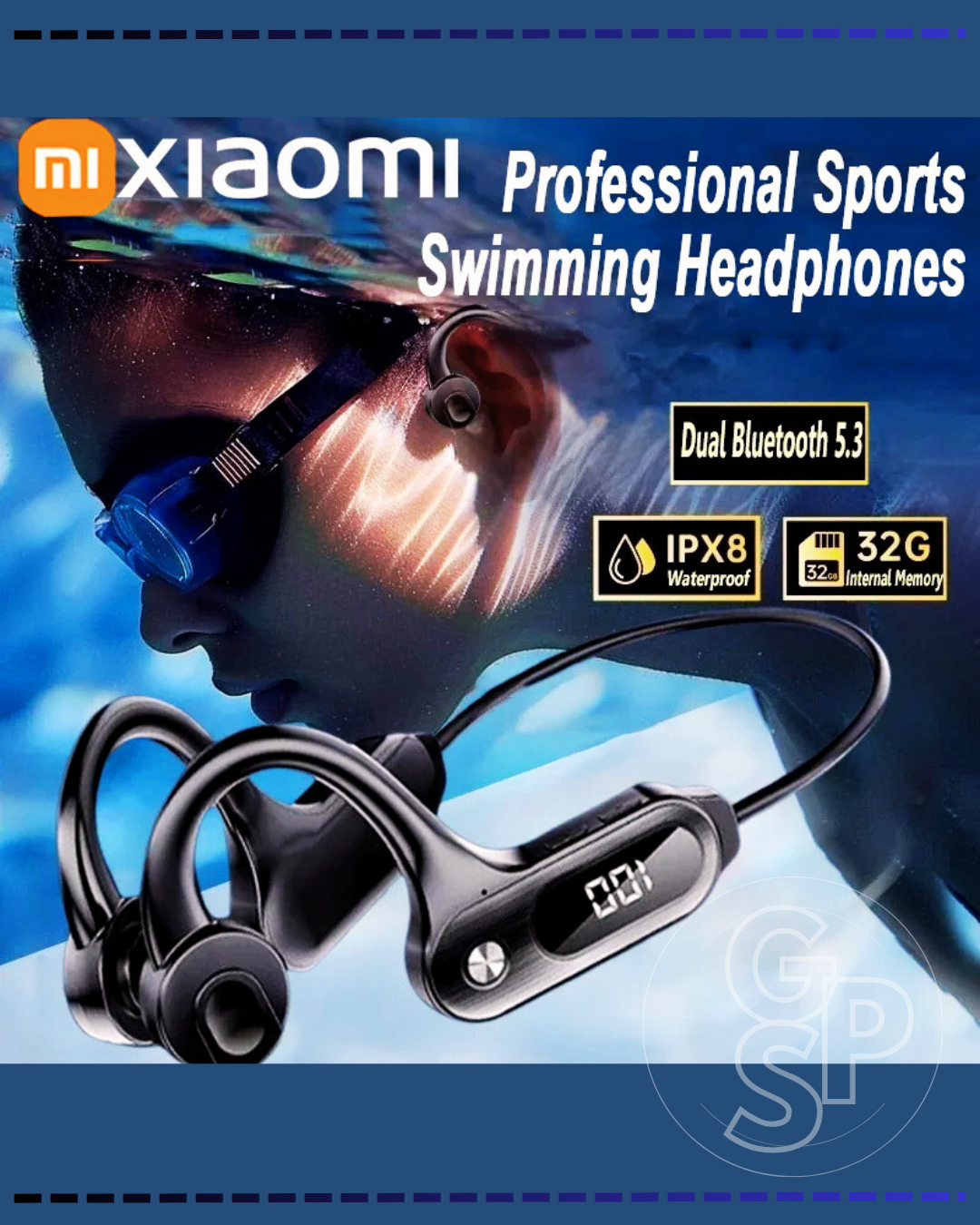 Xiaomi Swimming Bone Conduction Bluetooth 5.3 Headphones Double 32G Memory Earless IPX8 Waterproof Air Conduction Headphones New